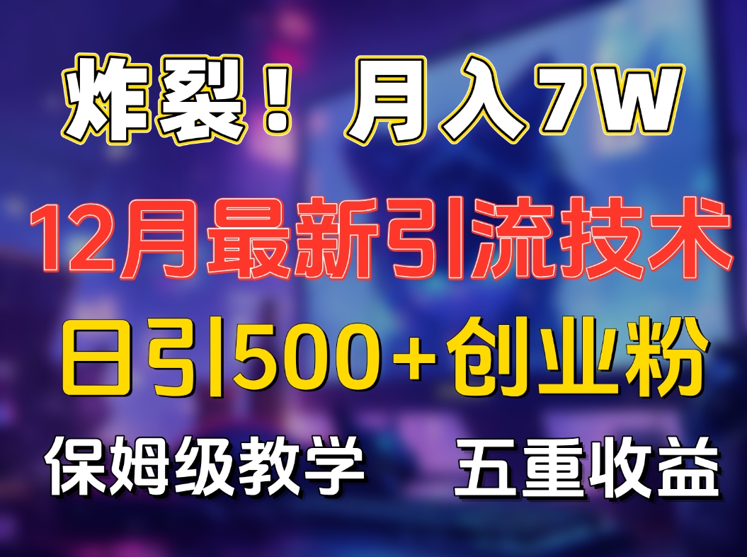 炸裂！月入7W+揭秘12月最新日引流500+精准创业粉，多重收益保姆级教学大成网创吧-网创项目资源站-副业项目-创业项目-搞钱项目大成网创吧