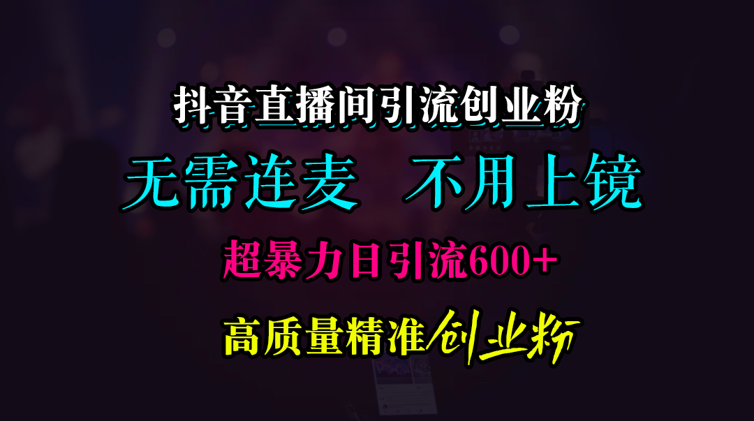 抖音直播间引流创业粉,无需连麦、无需上镜,超暴力日引流600+高质量精准创业粉大成网创吧-网创项目资源站-副业项目-创业项目-搞钱项目大成网创吧