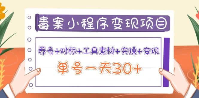 毒案小程序变现项目：养号+对标+工具素材+实操+变现大成网创吧-网创项目资源站-副业项目-创业项目-搞钱项目大成网创吧