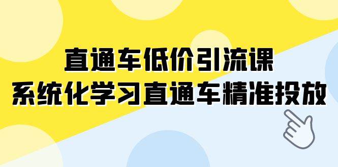 直通车-低价引流课，系统化学习直通车精准投放（14节课）大成网创吧-网创项目资源站-副业项目-创业项目-搞钱项目大成网创吧