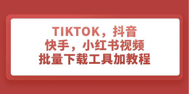 TIKTOK，抖音，快手，小红书视频批量下载工具加教程大成网创吧-网创项目资源站-副业项目-创业项目-搞钱项目大成网创吧