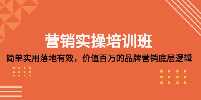 营销实操培训班：简单实用-落地有效，价值百万的品牌营销底层逻辑大成网创吧-网创项目资源站-副业项目-创业项目-搞钱项目大成网创吧