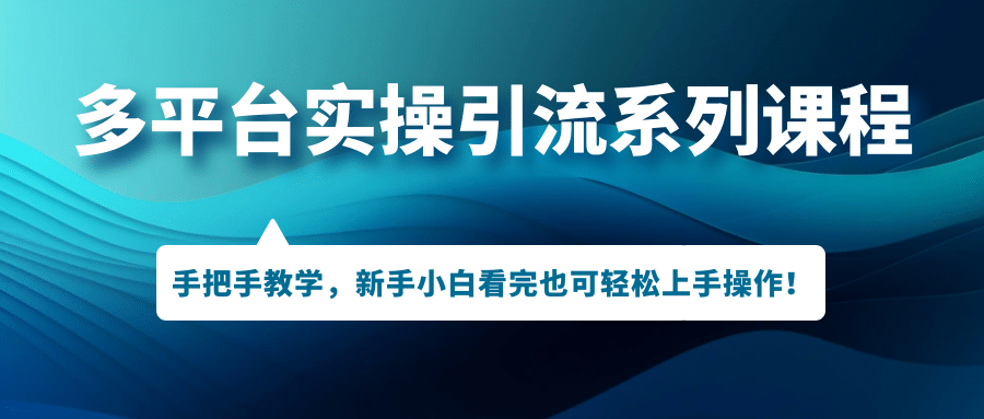 多平台实操引流系列课程，手把手教学，新手小白看完也可轻松上手引流操作大成网创吧-网创项目资源站-副业项目-创业项目-搞钱项目大成网创吧