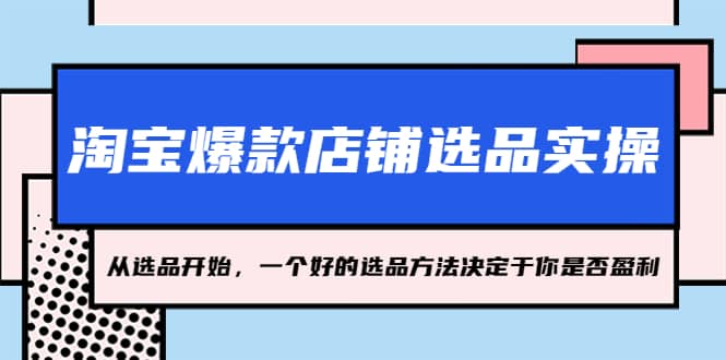 淘宝爆款店铺选品实操，2023从选品开始，一个好的选品方法决定于你是否盈利大成网创吧-网创项目资源站-副业项目-创业项目-搞钱项目大成网创吧