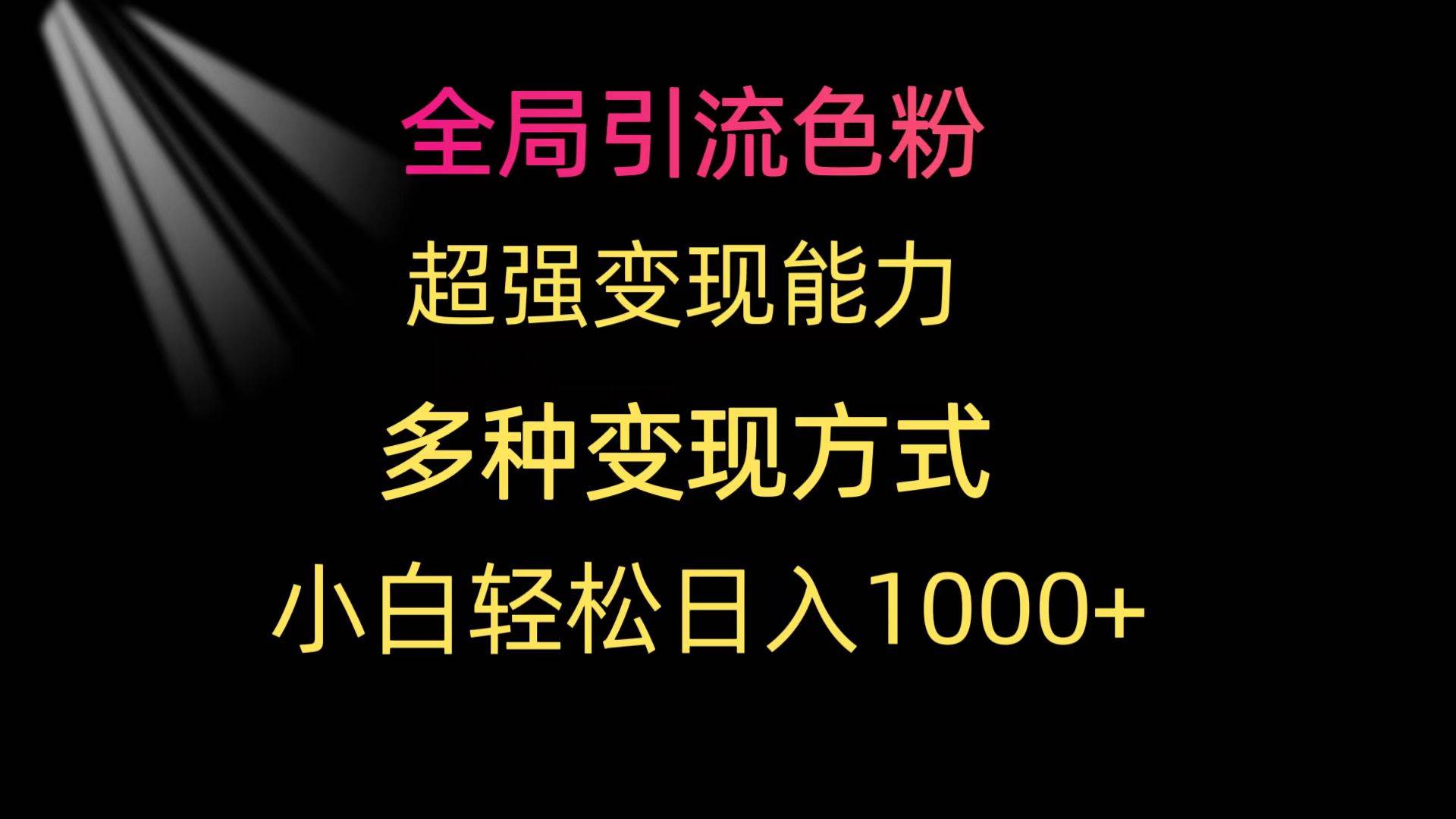 全局引流色粉 超强变现能力 多种变现方式 小白轻松日入1000+大成网创吧-网创项目资源站-副业项目-创业项目-搞钱项目大成网创吧