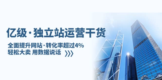独立站运营干货：全面提升网站·转化率超过4%，轻松大卖 用数据说话大成网创吧-网创项目资源站-副业项目-创业项目-搞钱项目大成网创吧