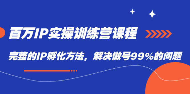 百万IP实战训练营课程，完整的IP孵化方法，解决做号99%的问题大成网创吧-网创项目资源站-副业项目-创业项目-搞钱项目大成网创吧