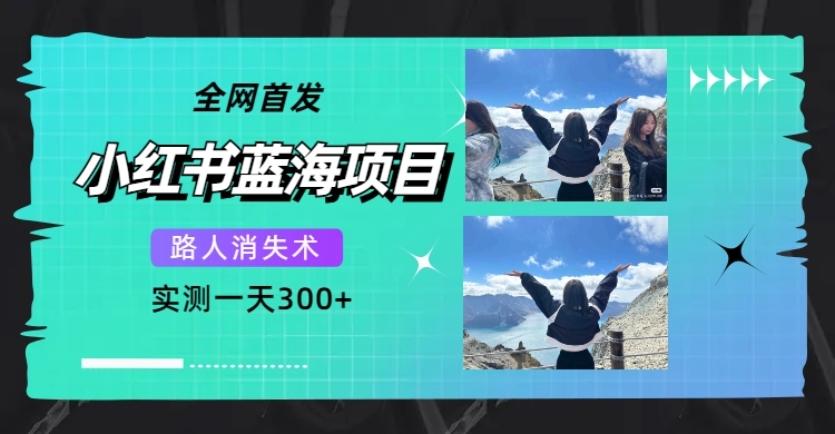 全网首发，小红书蓝海项目，路人消失术，实测一天300+（教程+工具）大成网创吧-网创项目资源站-副业项目-创业项目-搞钱项目大成网创吧