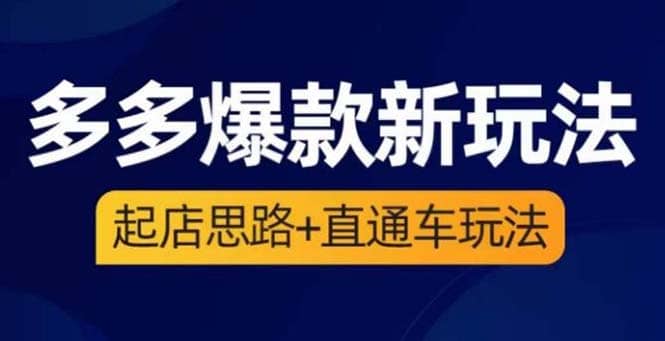 2023拼多多爆款·新玩法：起店思路+直通车玩法（3节精华课）大成网创吧-网创项目资源站-副业项目-创业项目-搞钱项目大成网创吧