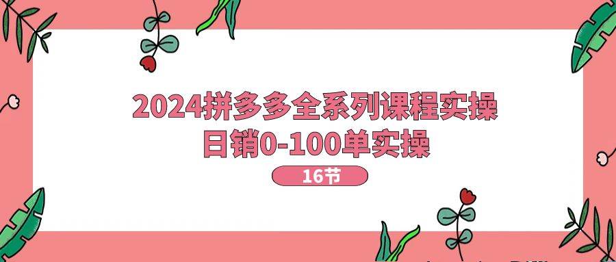 2024拼多多全系列课程实操，日销0-100单实操【16节课】大成网创吧-网创项目资源站-副业项目-创业项目-搞钱项目大成网创吧