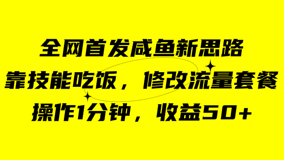 咸鱼冷门新玩法，靠“技能吃饭”，修改流量套餐，操作1分钟，收益50+大成网创吧-网创项目资源站-副业项目-创业项目-搞钱项目大成网创吧