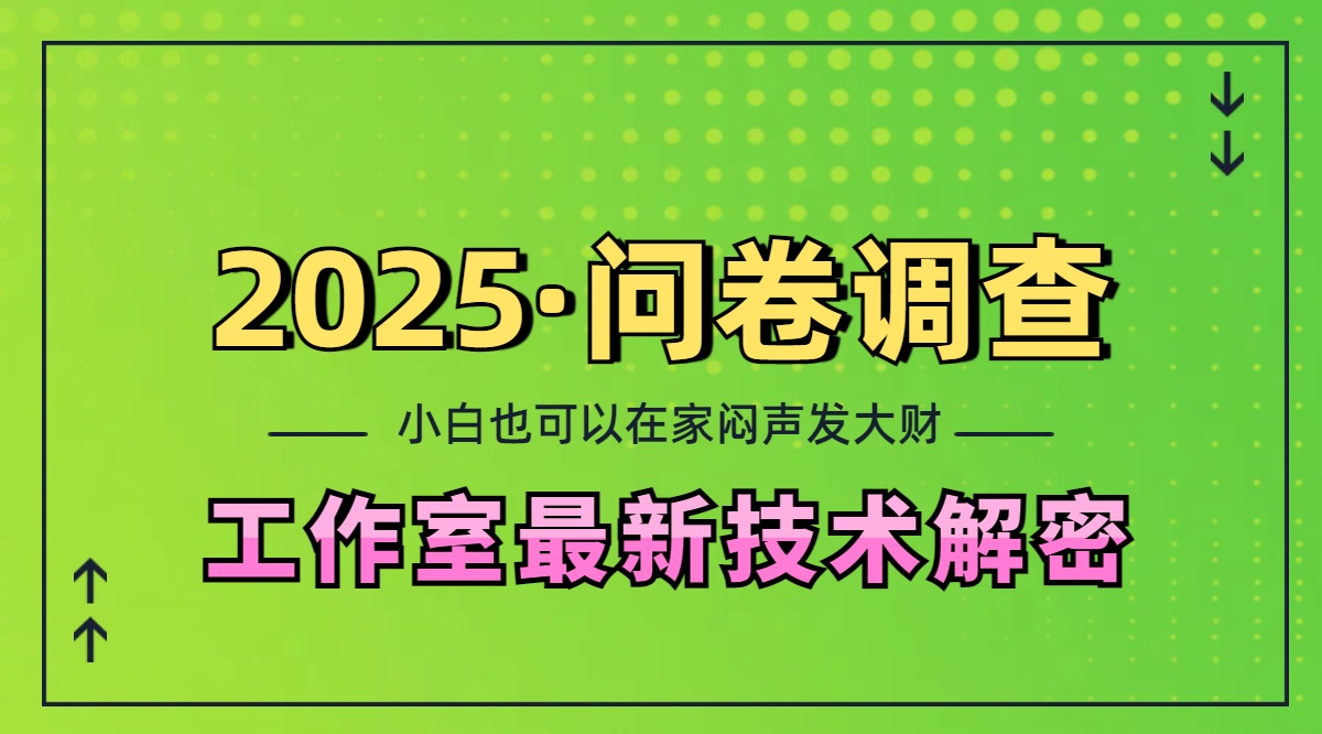2025《问卷调查》最新工作室技术解密：一个人在家也可以闷声发大财，小白一天200+，可矩阵放大大成网创吧-网创项目资源站-副业项目-创业项目-搞钱项目大成网创吧