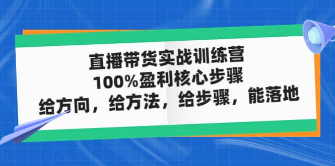 直播带货实战训练营:100%盈利核心步骤,给方向,给方法,给步骤,能落地大成网创吧-网创项目资源站-副业项目-创业项目-搞钱项目大成网创吧