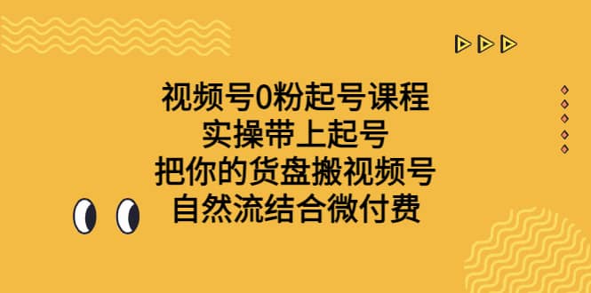 视频号0粉起号课程 实操带上起号 把你的货盘搬视频号 自然流结合微付费大成网创吧-网创项目资源站-副业项目-创业项目-搞钱项目大成网创吧