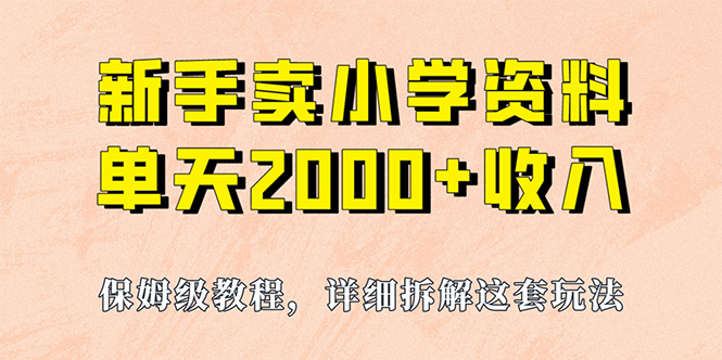 我如何通过卖小学资料，实现单天2000+，实操项目，保姆级教程+资料+工具大成网创吧-网创项目资源站-副业项目-创业项目-搞钱项目大成网创吧