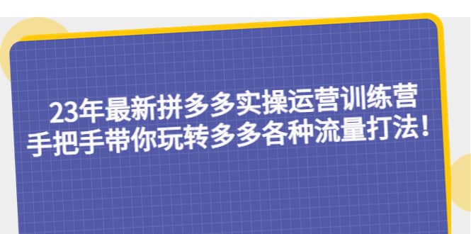 23年最新拼多多实操运营训练营：手把手带你玩转多多各种流量打法！大成网创吧-网创项目资源站-副业项目-创业项目-搞钱项目大成网创吧