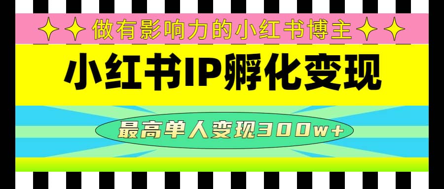 某收费培训-小红书IP孵化变现：做有影响力的小红书博主大成网创吧-网创项目资源站-副业项目-创业项目-搞钱项目大成网创吧