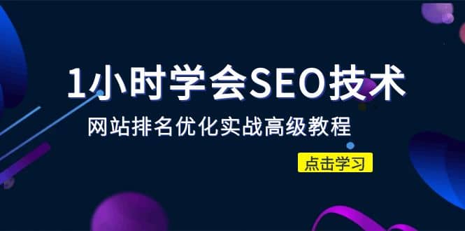 1小时学会SEO技术 网站排名优化实战高级教程-秒杀市面95%收费几千的SEO教程大成网创吧-网创项目资源站-副业项目-创业项目-搞钱项目大成网创吧