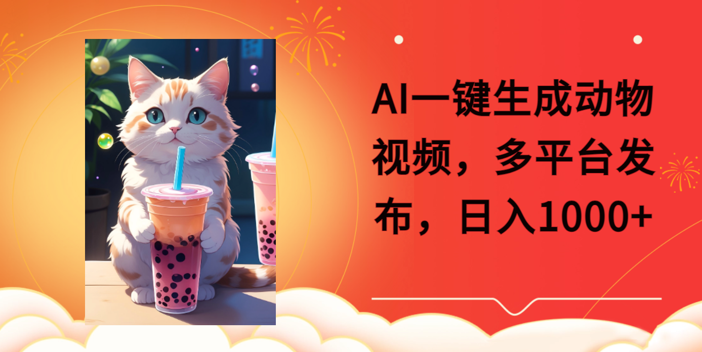 AI一键生成动物搞笑视频，多平台发布，轻松破千万播放，日入2000+大成网创吧-网创项目资源站-副业项目-创业项目-搞钱项目大成网创吧