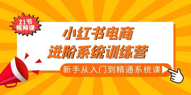 小红书电商进阶系统训练营：新手从入门到精通系统课（21节视频课）大成网创吧-网创项目资源站-副业项目-创业项目-搞钱项目大成网创吧