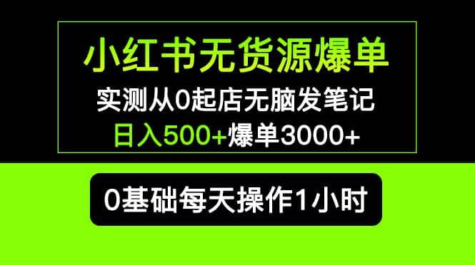 小红书无货源爆单 实测从0起店无脑发笔记爆单3000+长期项目可多店大成网创吧-网创项目资源站-副业项目-创业项目-搞钱项目大成网创吧