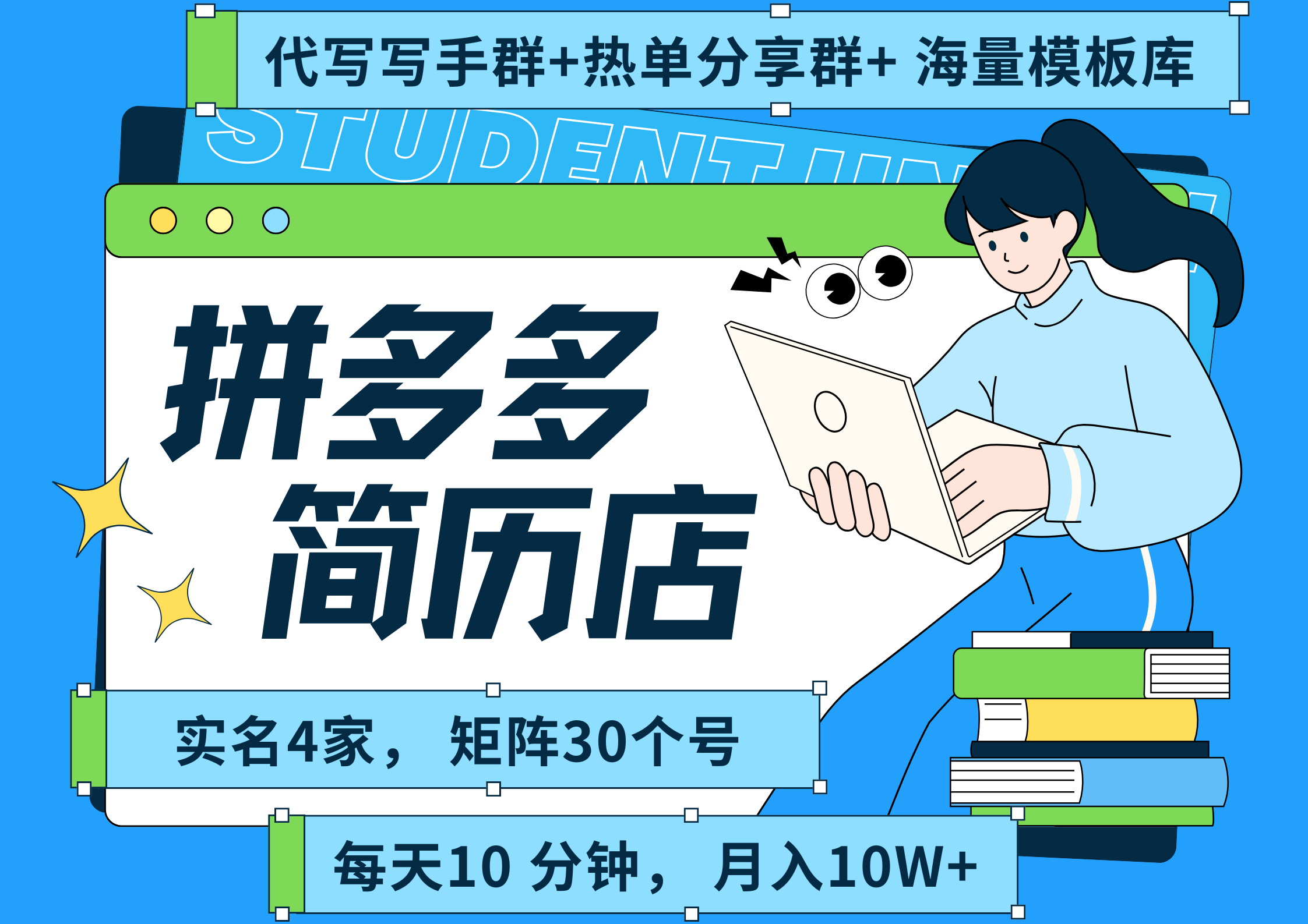 拼多多 虚拟资料 简历 海报代写 全SOP流程 毫无保留分享（含后端资料以及代写渠道）每天十分钟 每人实名四个店  矩阵30个账号  轻轻松松 月入10W大成网创吧-网创项目资源站-副业项目-创业项目-搞钱项目大成网创吧