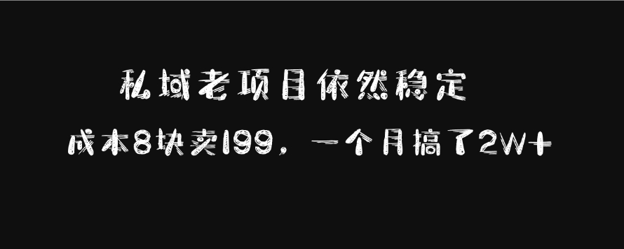 私域老项目依然稳定，成本8块卖199，一个月搞了2W+大成网创吧-网创项目资源站-副业项目-创业项目-搞钱项目大成网创吧