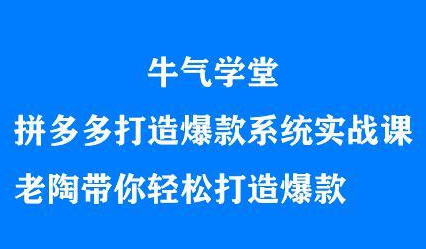 牛气学堂拼多多打造爆款系统实战课，老陶带你轻松打造爆款大成网创吧-网创项目资源站-副业项目-创业项目-搞钱项目大成网创吧