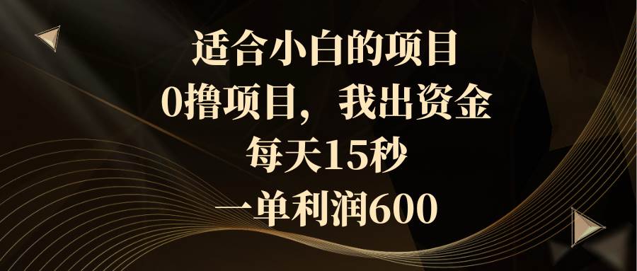 适合小白的项目，0撸项目，我出资金，每天15秒，一单利润600大成网创吧-网创项目资源站-副业项目-创业项目-搞钱项目大成网创吧