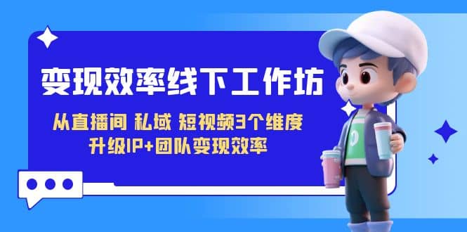 变现-效率线下工作坊，从直播间、私域、短视频3个维度 升级IP+团队变现效率大成网创吧-网创项目资源站-副业项目-创业项目-搞钱项目大成网创吧