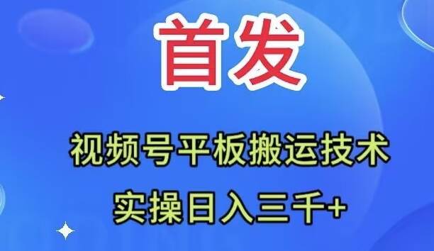 全网首发：视频号平板搬运技术，实操日入三千＋大成网创吧-网创项目资源站-副业项目-创业项目-搞钱项目大成网创吧
