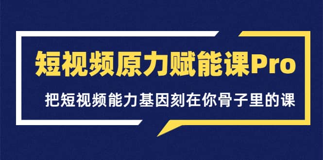 短视频原力赋能课Pro，把短视频能力基因刻在你骨子里的课（价值4999元）大成网创吧-网创项目资源站-副业项目-创业项目-搞钱项目大成网创吧