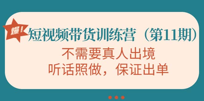 短视频带货训练营（第11期），不需要真人出境，听话照做，保证出单大成网创吧-网创项目资源站-副业项目-创业项目-搞钱项目大成网创吧