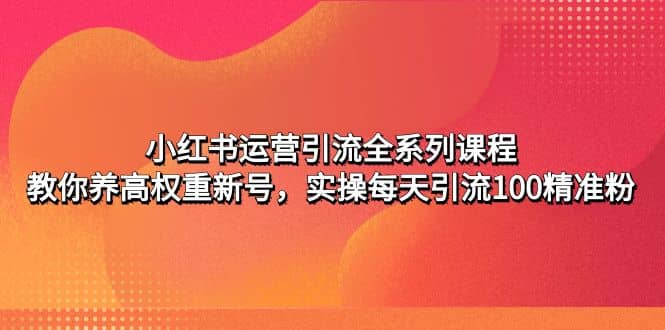小红书运营引流全系列课程：教你养高权重新号大成网创吧-网创项目资源站-副业项目-创业项目-搞钱项目大成网创吧