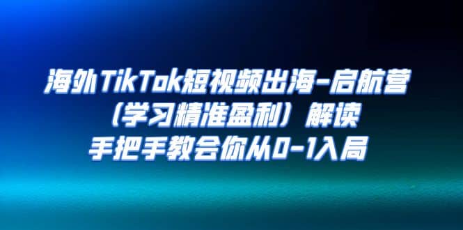 海外TikTok短视频出海-启航营（学习精准盈利）解读，手把手教会你从0-1入局大成网创吧-网创项目资源站-副业项目-创业项目-搞钱项目大成网创吧