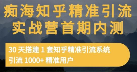 痴海知乎精准引流实战营1-2期，30天搭建1套知乎精准引流系统，引流1000+精准用户大成网创吧-网创项目资源站-副业项目-创业项目-搞钱项目大成网创吧