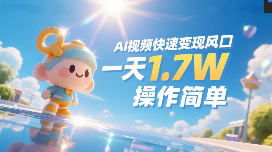 《Ai视频变现风口，一天1.7W，收入无上限，操作简单》大成网创吧-网创项目资源站-副业项目-创业项目-搞钱项目大成网创吧