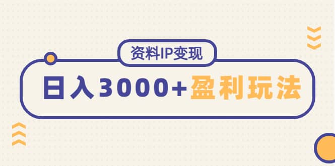 资料IP变现，持续性盈利玩法大成网创吧-网创项目资源站-副业项目-创业项目-搞钱项目大成网创吧