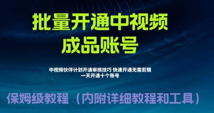 外面收费1980暴力开通中视频计划教程,附 快速通过中视频伙伴计划的办法大成网创吧-网创项目资源站-副业项目-创业项目-搞钱项目大成网创吧