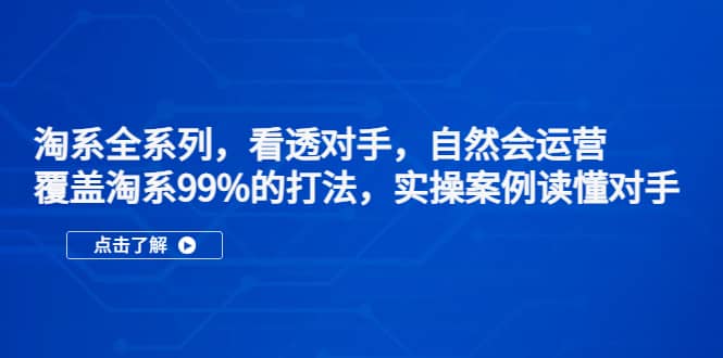 淘系全系列，看透对手，自然会运营，覆盖淘系99%·打法，实操案例读懂对手大成网创吧-网创项目资源站-副业项目-创业项目-搞钱项目大成网创吧