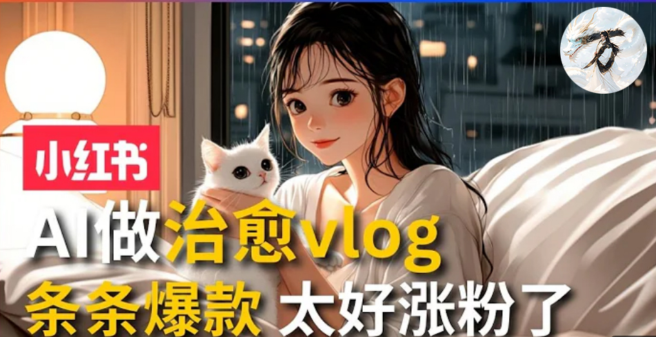 AI治愈系vlog动画视频，小红书7天 涨粉破千，商单报价1500+，0成本制作，日入2000+，有手就会 大成网创吧-网创项目资源站-副业项目-创业项目-搞钱项目大成网创吧