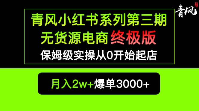 小红书无货源电商爆单终极版【视频教程+实战手册】保姆级实操从0起店爆单大成网创吧-网创项目资源站-副业项目-创业项目-搞钱项目大成网创吧