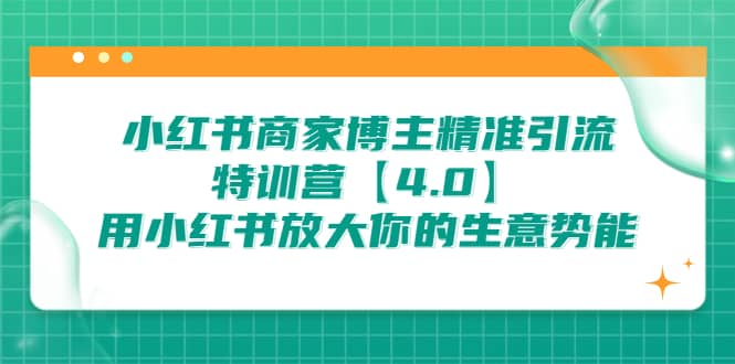 小红书商家 博主精准引流特训营【4.0】用小红书放大你的生意势能大成网创吧-网创项目资源站-副业项目-创业项目-搞钱项目大成网创吧