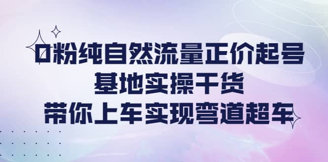 0粉纯自然流量正价起号基地实操干货，带你上车实现弯道超车大成网创吧-网创项目资源站-副业项目-创业项目-搞钱项目大成网创吧