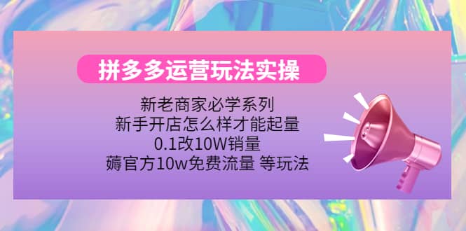 多多运营玩法实操大成网创吧-网创项目资源站-副业项目-创业项目-搞钱项目大成网创吧