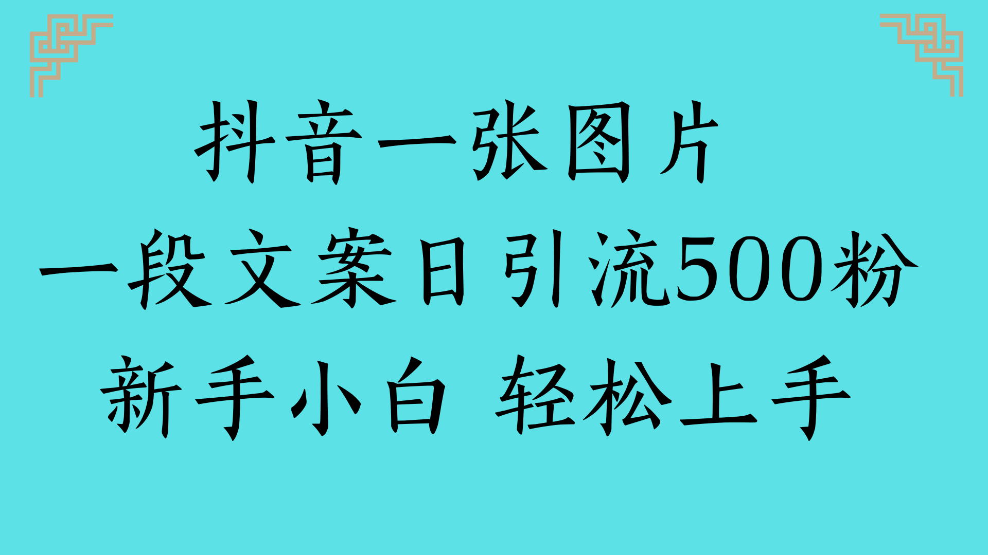 抖音一张图片 一段文案日引流500粉新手小白 轻松上手大成网创吧-网创项目资源站-副业项目-创业项目-搞钱项目大成网创吧