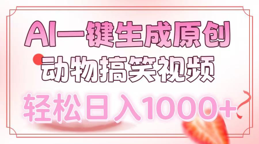 AI一键生成原创动物搞笑视频，轻松日入1000+大成网创吧-网创项目资源站-副业项目-创业项目-搞钱项目大成网创吧