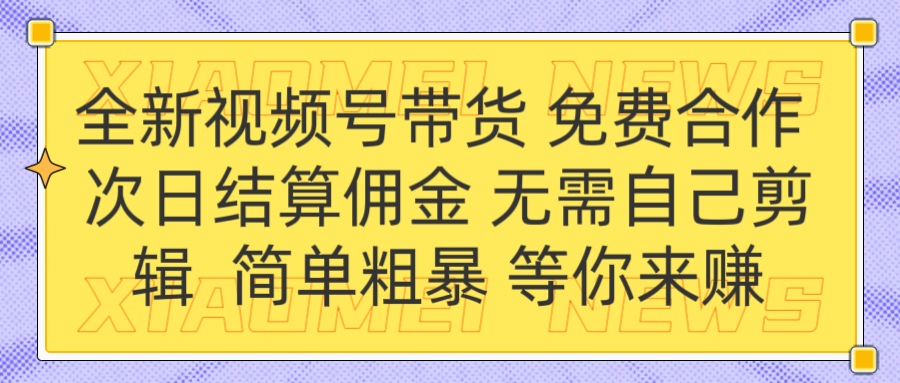 全新视频号 免费合作 佣金次日结算 无需自己剪辑大成网创吧-网创项目资源站-副业项目-创业项目-搞钱项目大成网创吧