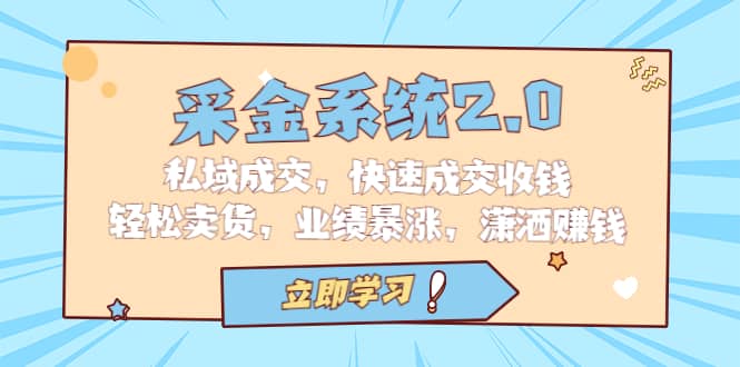 采金 系统2.0，私域成交，快速成交收钱，轻松卖货，业绩暴涨，潇洒赚钱大成网创吧-网创项目资源站-副业项目-创业项目-搞钱项目大成网创吧