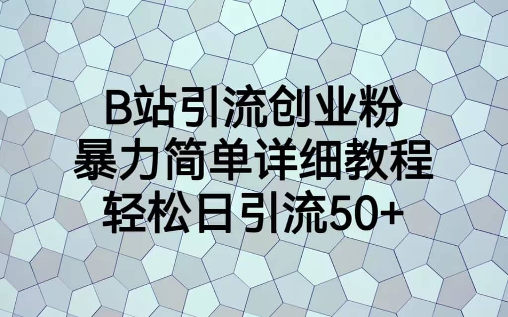 B站引流创业粉，暴力简单详细教程，轻松日引流50+大成网创吧-网创项目资源站-副业项目-创业项目-搞钱项目大成网创吧